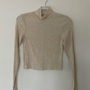 American Eagle Ribbed Crop Mock Neck Top
